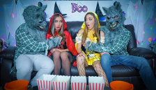 Step Daughters in Costumes Dani Blu & Bailey Base Bang their Step Dads on Halloween - DaughterSwap