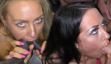 Blue Eyed MILFs Sucking Black and White Cocks