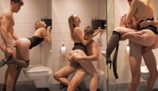 Bathroom Fuck with my Slutty Step Sister! Mini Dress and Stockings makes me Crazy 4K