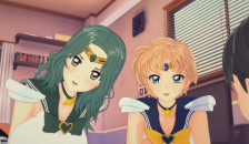 (3D Hentai)(Sailor Moon) Threesome with Sailor Neptune and Sailor Uranus