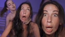 Submissive Bimbo Teen Cums her Brains out during Cervix Crushing FFM Rough Fuck