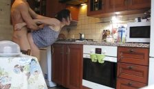 Fucking my Girlfriend in the Kitchen while she Prepares us Breakfast