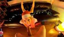 Xmas Blowjob with Leaking Cum out of her Mouth and Feet in the Air plus behind the Scenes