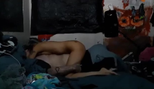 Mexican Babysitter Rides his Huge White Cock
