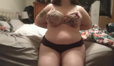 Horny BBW Strips and Cums on Toy for you