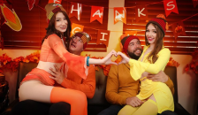 DaughterSwap - Horny Step Daughters have a Crazy Orgy with their Step-Dads on Thanksgiving