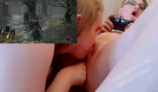 Gamer Lesbian Orgasms while Playing Dark Souls 3, has her Pussy Fingered and Licked by Girlfriend