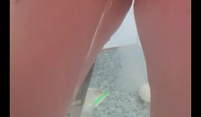Shaven Pierced Pussy Pissing in the Shower