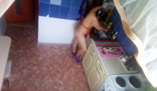 Naked Washing Dishes and Stepson Spying on her - MyNakedStepmother