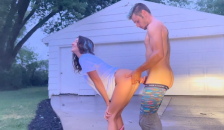 Sex outside in the Rain during Thunderstorm- Creampie: Mav & Joey Lee