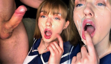 Hot Sucks and Fucks in Pussy before Cumming on her Face. the whole Face is Covered in CUM
