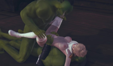 Elf Girl Gets an Orgasm from two Big Cocks