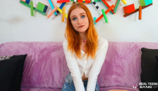 Real Teens - Blue Eyed Ginger Teen Scarlet Skies Demonstrates her Skills in her first Porn Casting