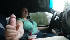 Milking his Cock on the way Home